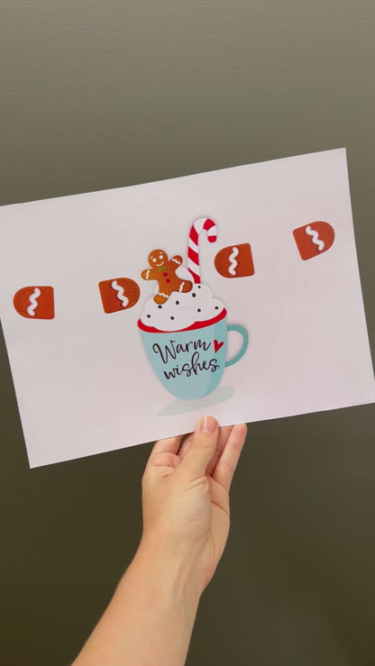 Warm Wishes Gingerbread Footprint Art Craft / First Christmas Xmas Baby Kids DIY Foot Card Sign Gift / Print It Off 0665