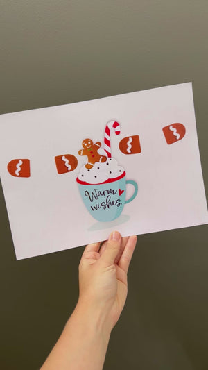 Warm Wishes Gingerbread Christmas - Footprint Art Craft Printable Keepsake Gift Template - PRINT IT OFF 0665