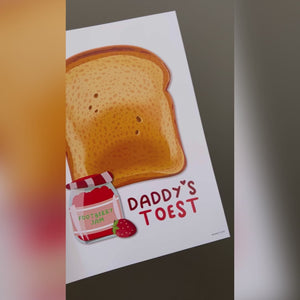 Daddy's Toest Footberry Jam / Toast / Father's Day Birthday Dad / Footprint Art / Kids Baby Toddler / Keepsake Craft DIY Card Print 0224
