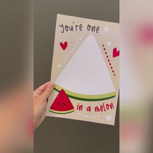 You're One In A Melon / Handprint Footprint Art / Happy Valentine's Day / DIY Card Craft / Kids Baby Toddler / Print it Off 0827