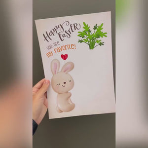 Favorite Carrot Bunny Hoppy Easter / Footprint Handprint Art / Baby Toddler / Keepsake Memory Craft DIY Card / Print It Off 0840