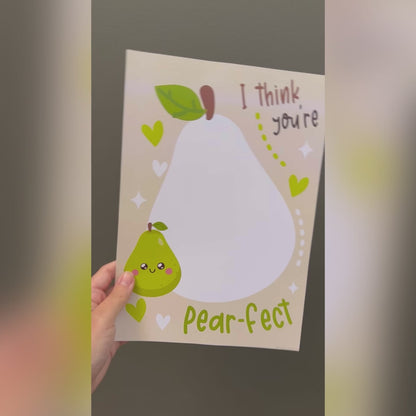 Think you're Pear-Fect Perfect / Handprint Footprint Art / Happy Valentine's Day / DIY Card Craft / Kids Baby Toddler / Print it Off 0825