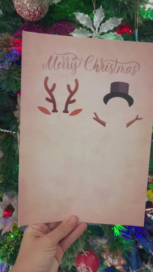 Reindeer Snowman Footprint Foot Art Craft / First Merry Christmas Xmas Baby Toddler Kids / DIY Card Gift Memory Keepsake / Print It Off 0633