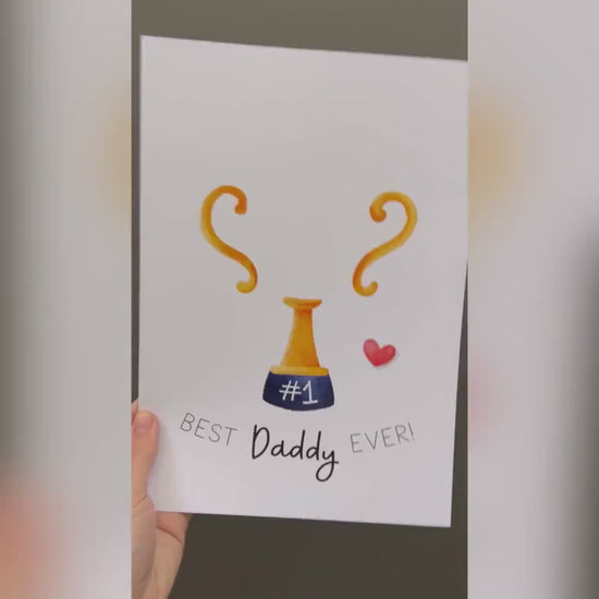 Trophy #1 Dad Daddy Handprint Art Craft / First Father's Day Award Cup / Kids Baby Child Hand / Activity Gift DIY Card / Print it off 0735