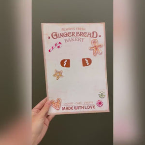 Gingerbread Man Bakery Sign Footprint Handprint Art Craft / First Christmas Xmas Baby Kids DIY Card Gift / Print It Off 0664