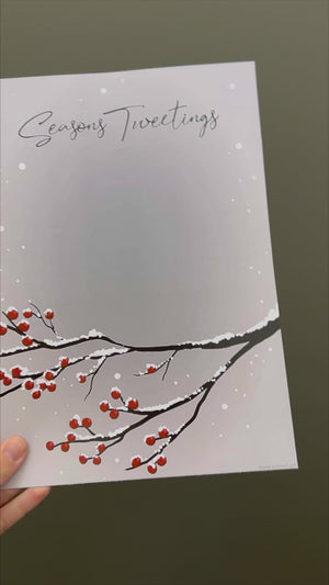 Seasons Tweetings / Christmas Robin Cardinal Bird / Xmas Handprint Art / Printable / Baby Toddler Hand  / Craft Keepsake Print Card 0132