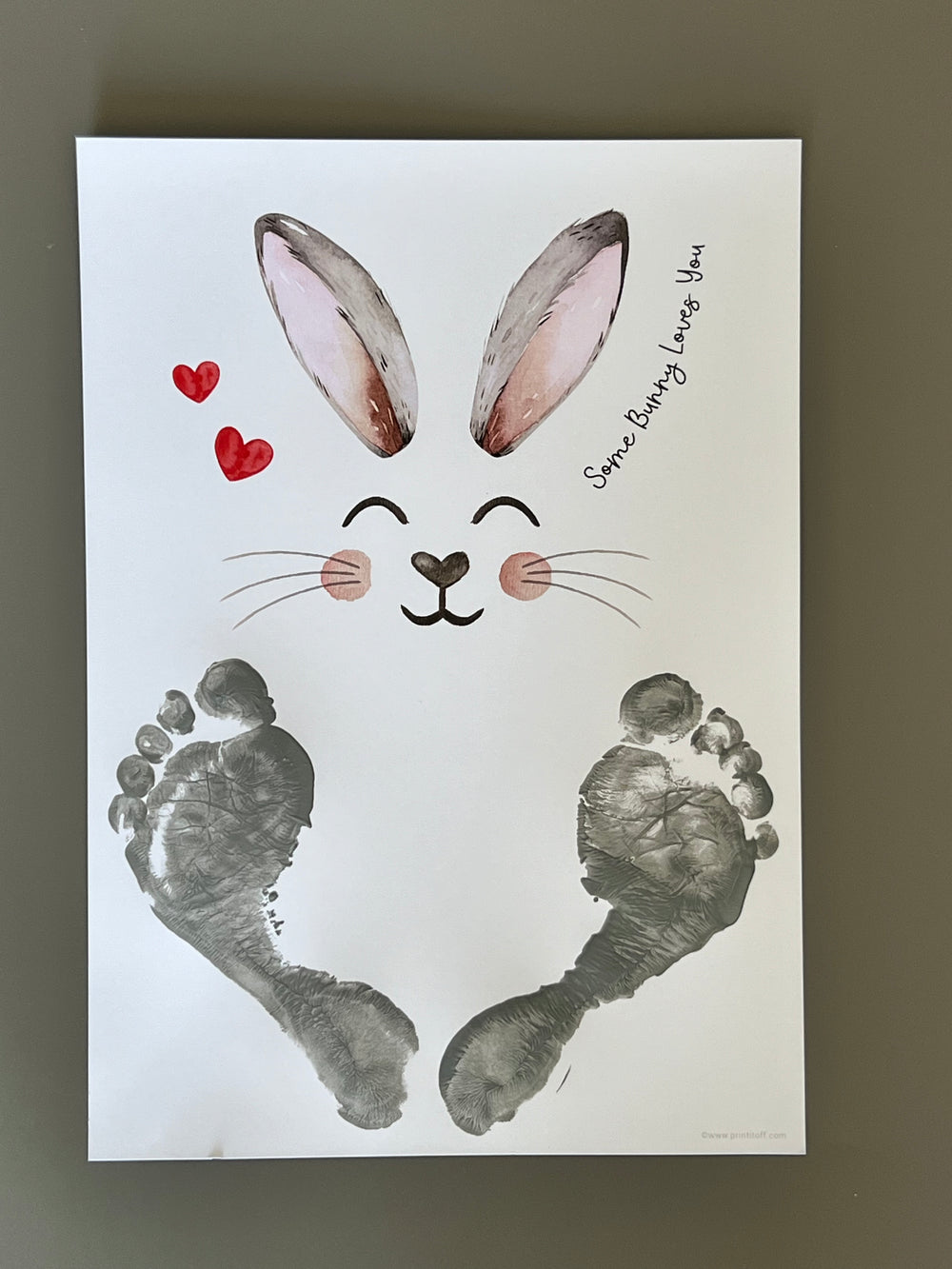 Some bunny Loves You / Easter / Footprint Handprint Art / Baby Toddler / Keepsake Memory Craft DIY Card / Print It Off