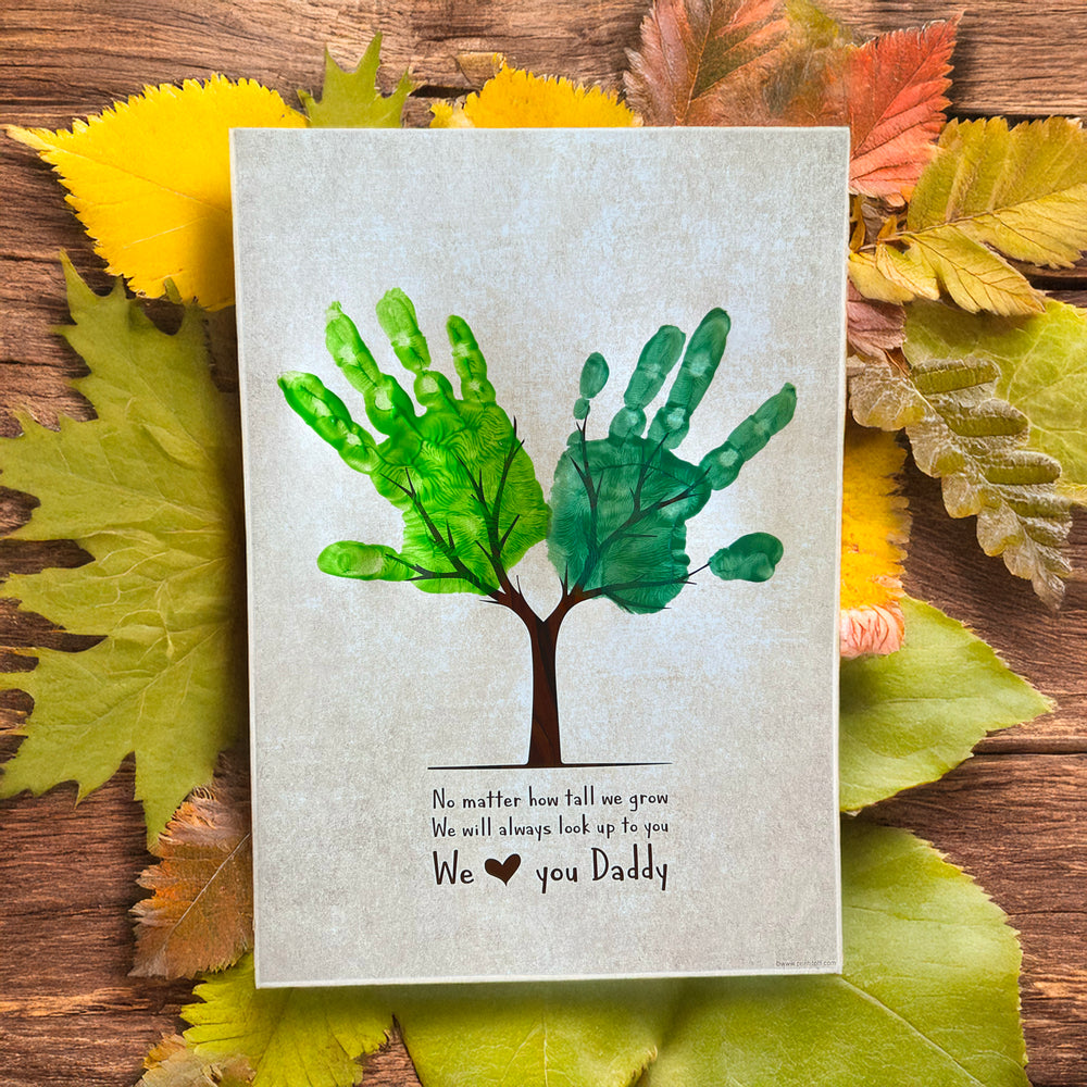 We Love You Daddy Tree / Handprint Footprint Art Craft / Fathers Day Dad / Kids Baby Toddler Keepsake / Card Gift DIY / Print It Off 0004