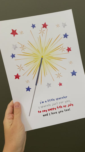 Sparkler Handprint Art / 4th of July Independence Day USA America American Firework / Child Kids Baby Toddler / Craft Print It Off 0511