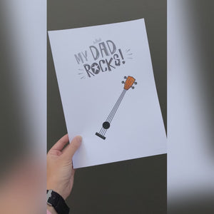 Handprint Art Craft / My Dad Rocks / Father's Day Birthday / Kids Baby Toddler / Keepsake Memory Craft DIY Card / Print Card 0328