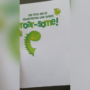 Kindergarten Handprint Hand Art / Dino Dinosaur Roarsome / First Day Starting School Kindy Child Kids Teacher / Print Memory Craft DIY 0554