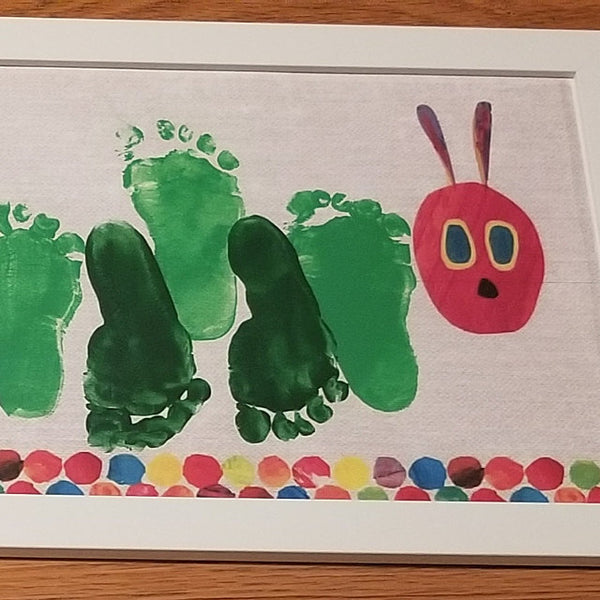 The Hungry Caterpillar / Handprint Footprint DIY Art Craft / Kids Toddler Baby Keepsake / First Birthday Party Card / Print it Off 0127