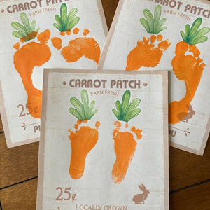 Farm Sign Carrot Patch Easter / Footprint Feet Art Craft / Kids Baby Toddler / Activity Keepsake Gift Card Decor Sign / PRINT IT OFF 0417