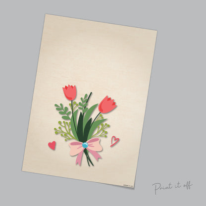 Bunch of Flowers / Handprint Footprint Art / Kids Baby Toddler / Valentine's Mother's Day / Keepsake Craft DIY Card Gift / Print if Off 0204