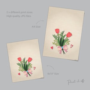 Bunch of Flowers / Handprint Footprint Art / Kids Baby Toddler / Valentine's Mother's Day / Keepsake Craft DIY Card Gift / Print if Off 0204