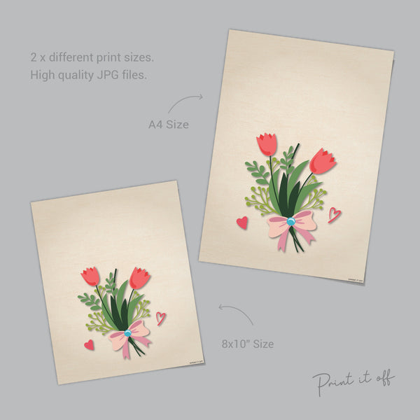 Bunch of Flowers / Handprint Footprint Art / Kids Baby Toddler / Valentine's Mother's Day / Keepsake Craft DIY Card Gift / Print if Off 0204