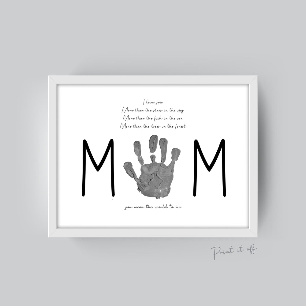 You Mean The World To Me / Mother's Day Poem / Mom Mum / Handprint Art / Kids Baby Toddler / Keepsake Art Craft DIY Gift Card Print 0207