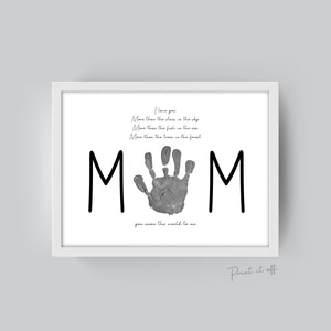 You Mean The World To Me / Mother's Day Poem / Mom Mum / Handprint Art / Kids Baby Toddler / Keepsake Art Craft DIY Gift Card Print 0207