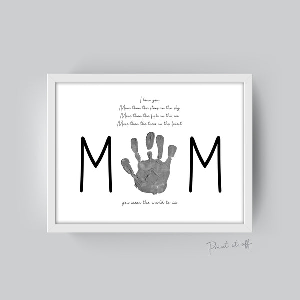 You Mean The World To Me / Mother's Day Poem / Mom Mum / Handprint Art / Kids Baby Toddler / Keepsake Art Craft DIY Gift Card Print 0207