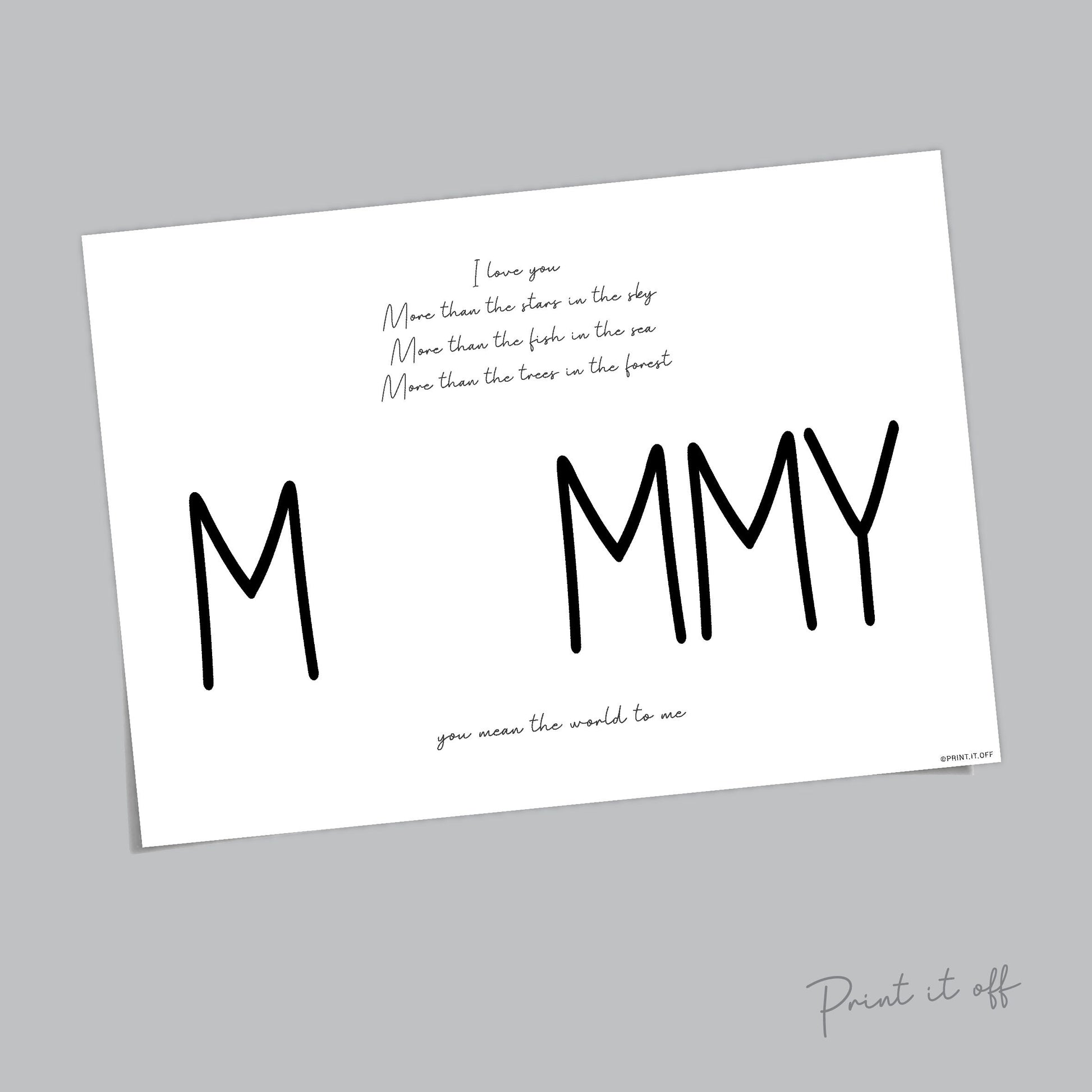 You Mean The World To Me / Mother's Day Poem / Mommy Mummy / Handprint Art / Kids Baby Toddler / Keepsake Craft DIY Gift Card Print 0186