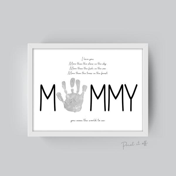 You Mean The World To Me / Mother's Day Poem / Mommy Mummy / Handprint Art / Kids Baby Toddler / Keepsake Craft DIY Gift Card Print 0186