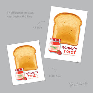 Mommy&#39;s Toest / Happy Mother&#39;s Day Mom / Footprint Feet Toes Art / Keepsake Baby Toddler Gift Card Craft Diy / Footprint PRINT IT OFF