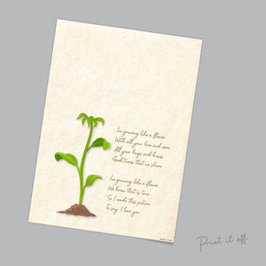 I'm Growing Like a Flower / Hand Handprint Art / Kids Baby Toddler / Mother's Day Mom Mum / Keepsake Craft Gift DIY Card / Print It Off 0206