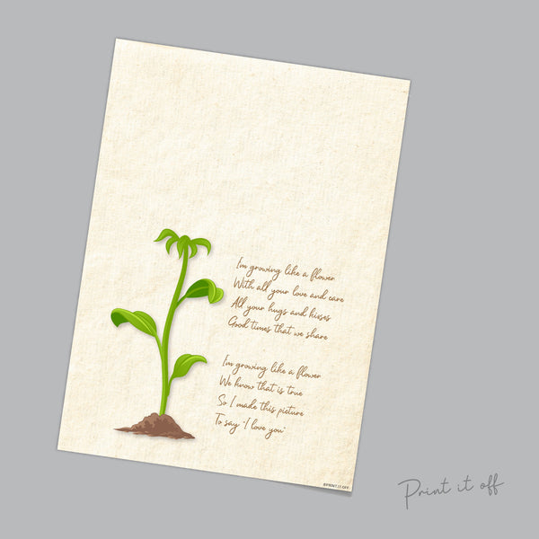 I'm Growing Like a Flower / Hand Handprint Art / Kids Baby Toddler / Mother's Day Mom Mum / Keepsake Craft Gift DIY Card / Print It Off 0206