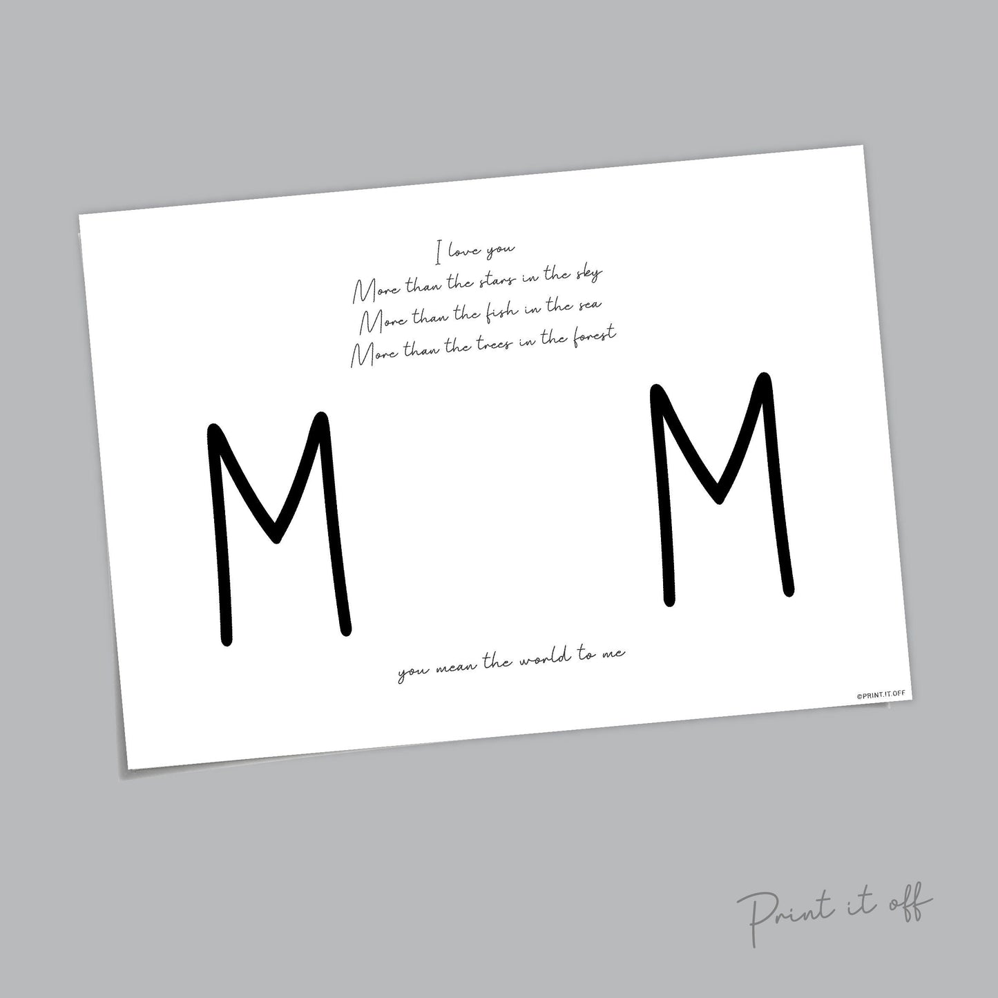 You Mean The World To Me / Mother's Day Poem / Mom Mum / Handprint Art / Kids Baby Toddler / Keepsake Art Craft DIY Gift Card Print 0207