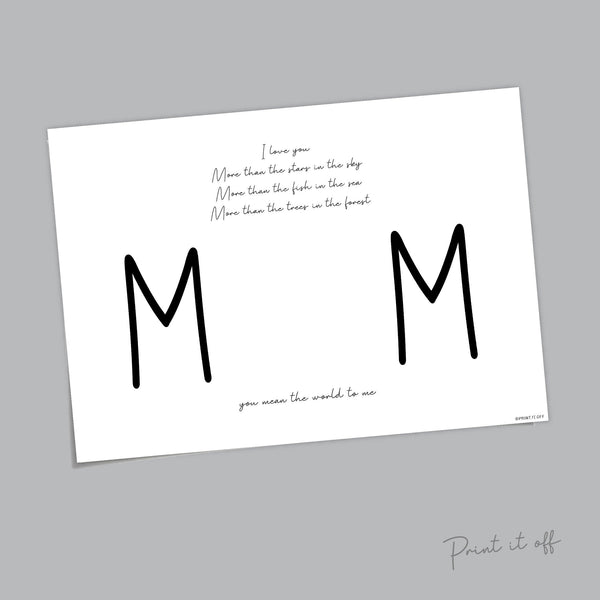 You Mean The World To Me / Mother's Day Poem / Mom Mum / Handprint Art / Kids Baby Toddler / Keepsake Art Craft DIY Gift Card Print 0207