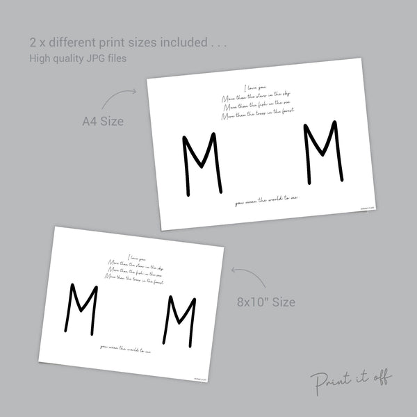 You Mean The World To Me / Mother's Day Poem / Mom Mum / Handprint Art / Kids Baby Toddler / Keepsake Art Craft DIY Gift Card Print 0207