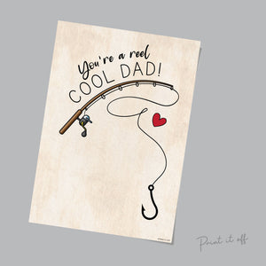 Your a Reel Cool Dad / Fish Hand Handprint Art / Father's Day Birthday Dad Daddy / Kids Baby Toddler / Keepsake Craft DIY Card Print 0230