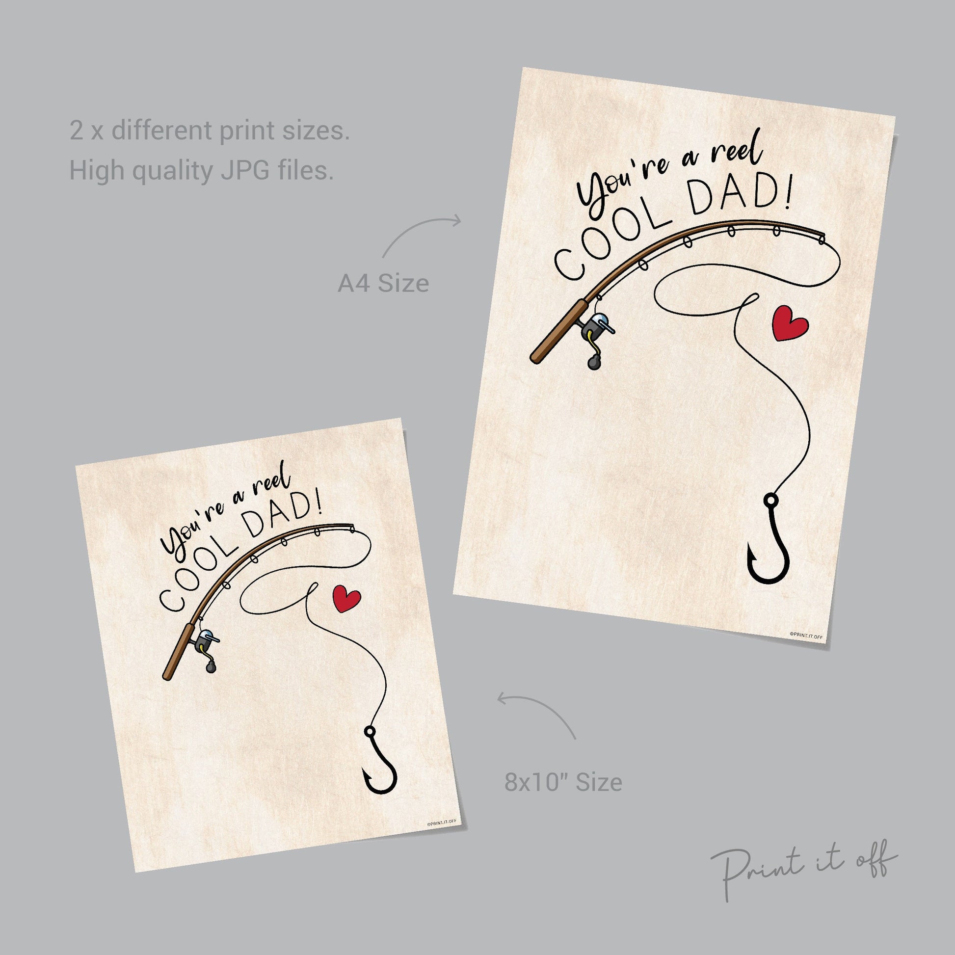 Your a Reel Cool Dad / Fish Hand Handprint Art / Father's Day Birthday Dad Daddy / Kids Baby Toddler / Keepsake Craft DIY Card Print 0230