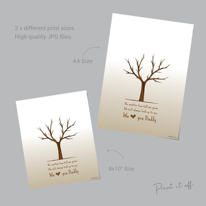 No Matter How Tall We Grow / Tree Handprint Art Craft / Fathers Day Daddy Dad / Kids Baby Toddler Keepsake / Print Card Gift Printable 0024