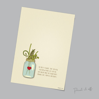 Two Flowers Jar Poem / Handprint Footprint Art / Kids Toddler Baby Siblings / Craft Gift Keepsake / Mom Mum Mother's Day / Grandparents 0002