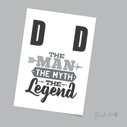 Dad The Man The Myth The Legend / Hand Handprint Art Craft / Father's Day Birthday Daddy / Kids Baby Toddler / Keepsake Gift DIY Print 0232
