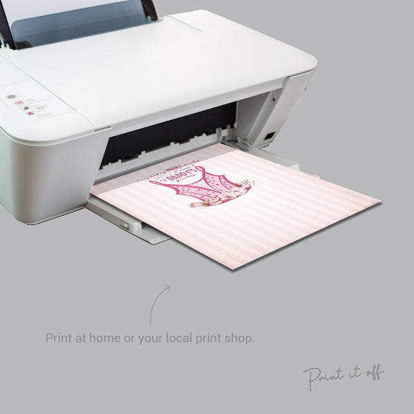 Daddy's Princess Dress / Hand Handprint Art / Father's Day Birthday Dad Daddy / Kids Baby Toddler / Keepsake Gift Craft DIY Card Print 0241