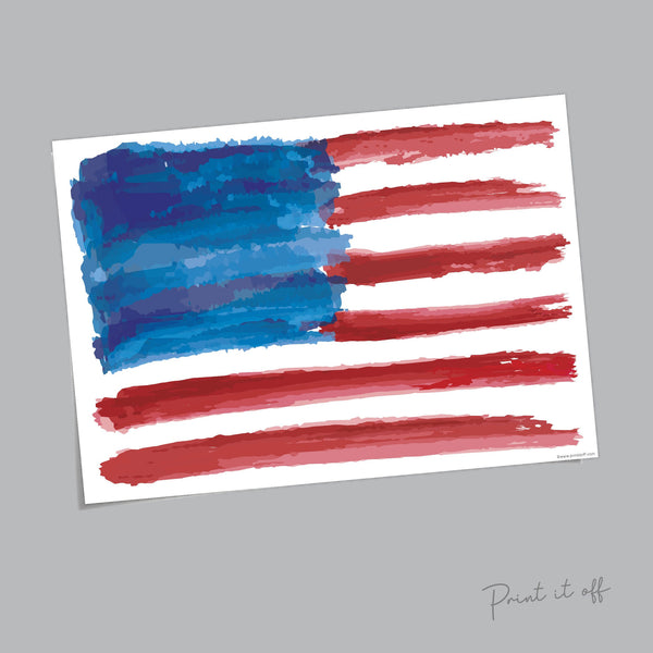 Flag 4th of July / Handprint Footprint Art / USA Independence Day / America American / Kids Baby Toddler / Keepsake Craft Art Print DIY