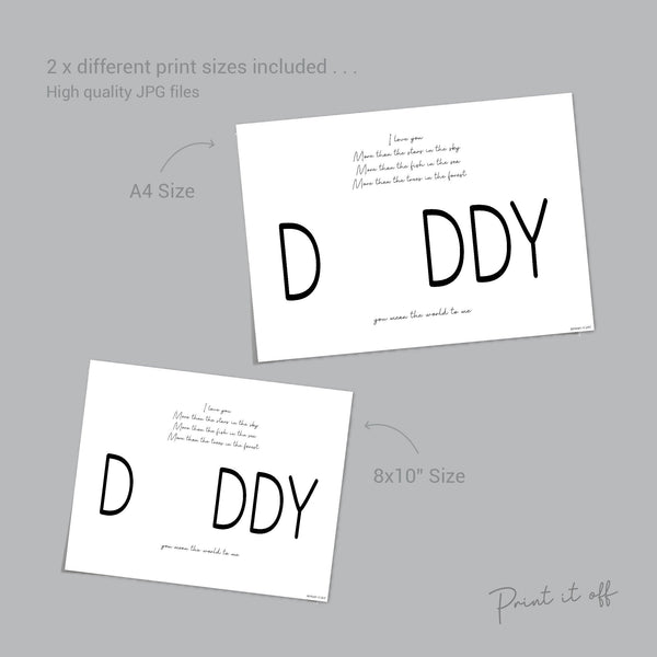 Handprint Art Craft / Daddy Dad Poem / Father's Day / Kids Baby Toddler Keepsake Memory Craft DIY Card  / Daddy Poem Card / Print 0090