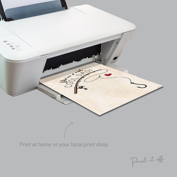 Your a Reel Cool Dad / Fish Hand Handprint Art / Father's Day Birthday Dad Daddy / Kids Baby Toddler / Keepsake Craft DIY Card Print 0230