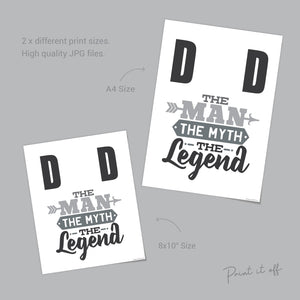 Dad The Man The Myth The Legend / Hand Handprint Art Craft / Father's Day Birthday Daddy / Kids Baby Toddler / Keepsake Gift DIY Print 0232