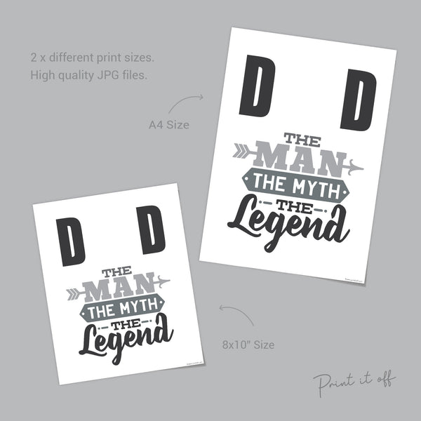 Dad The Man The Myth The Legend / Hand Handprint Art Craft / Father's Day Birthday Daddy / Kids Baby Toddler / Keepsake Gift DIY Print 0232