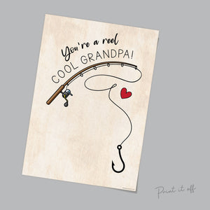 You're a Reel Cool Grandpa / Fish Hand Handprint Art / Father's Day Birthday / Grandchild Gift / Kids Baby Toddler / Craft DIY Card 0231