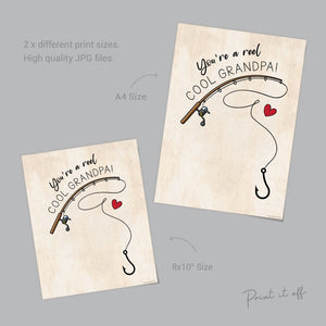 You're a Reel Cool Grandpa / Fish Hand Handprint Art / Father's Day Birthday / Grandchild Gift / Kids Baby Toddler / Craft DIY Card 0231