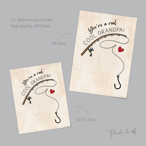 You're a Reel Cool Grandpa / Fish Hand Handprint Art / Father's Day Birthday / Grandchild Gift / Kids Baby Toddler / Craft DIY Card 0231