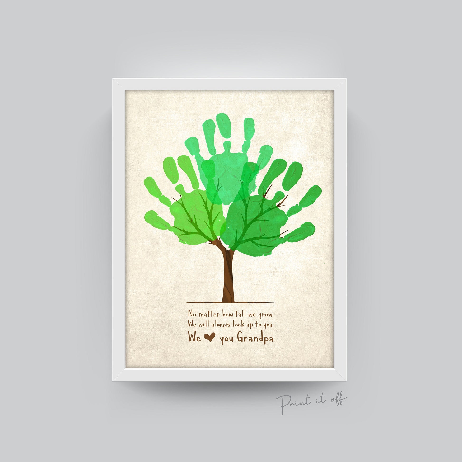 No Matter How Tall We Grow / Love you Grandpa Tree / Father's Day Grandad / Handprint Art / Kids Baby Toddler / Keepsake Craft DIY Card 0254