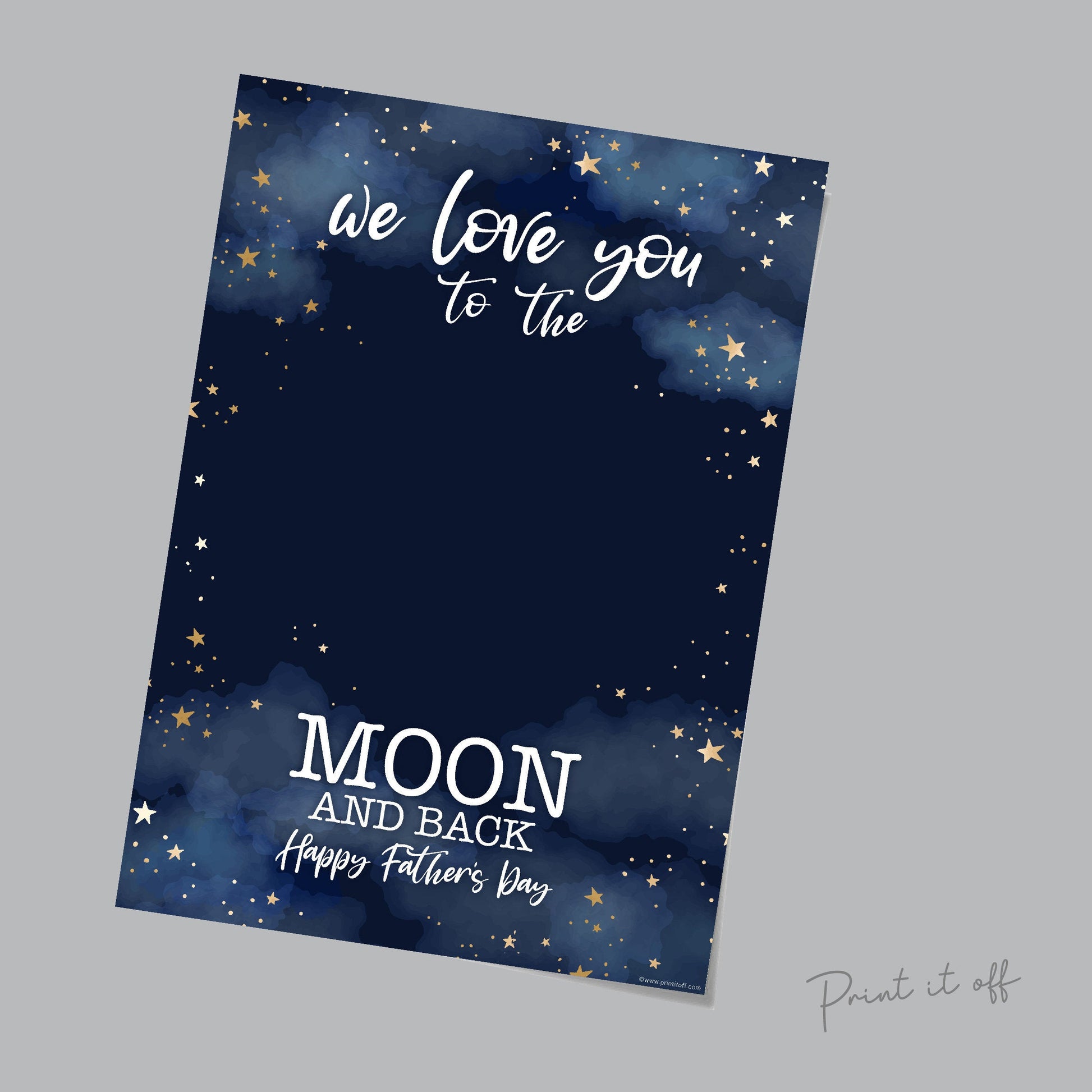 We Love You To The Moon & Back / Happy Father's Day / Handprint Footprint Art Craft / Kids Newborn Baby Keepsake Memory DIY Card Print 0260
