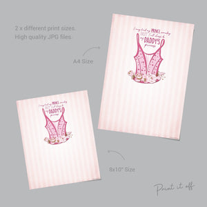 Daddy's Princess Dress / Hand Handprint Art / Father's Day Birthday Dad Daddy / Kids Baby Toddler / Keepsake Gift Craft DIY Card Print 0241