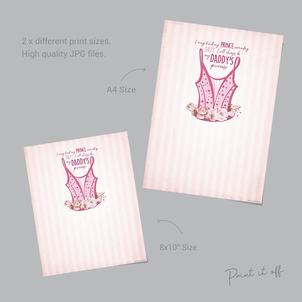 Daddy's Princess Dress / Hand Handprint Art / Father's Day Birthday Dad Daddy / Kids Baby Toddler / Keepsake Gift Craft DIY Card Print 0241