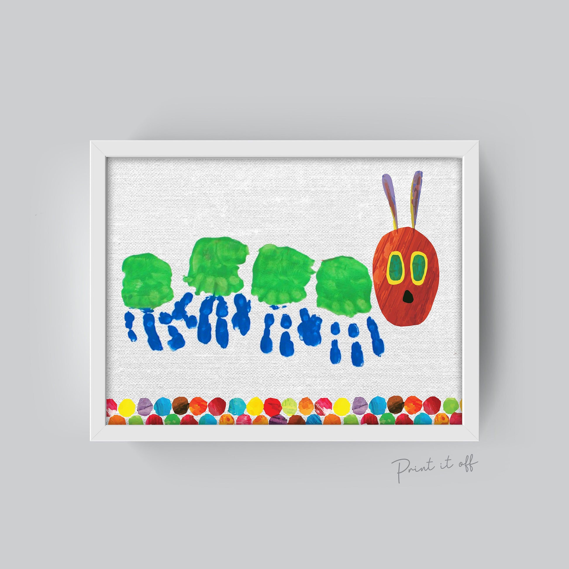 The Hungry Caterpillar / Handprint Footprint DIY Art Craft / Kids Toddler Baby Keepsake / First Birthday Party Card / Print it Off 0127